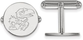 Diamond2Deal Sterling Silver Rhodium-plated Kansas Jayhawk Cuff Links