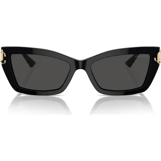 Jimmy Choo London 55mm Cat Eye Sunglasses in Black /Dark Grey at Nordstrom