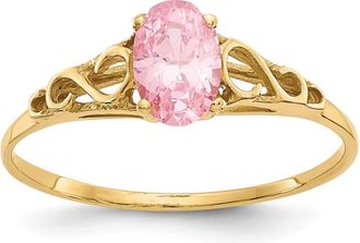 Diamond2Deal 14k Yellow Gold Rose Zircon Ring