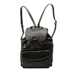 Bottega Veneta Pre-owned Vintage Geweven Rugzak met Klep - Dames - Pre-owned - Zwart - Maat: ONE Size Leer