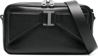 Dolce & Gabbana Zwarte Leren Messenger Tas met Rits - Heren - Schoudertassen - Zwart - ONE Size - Leer - Tassen