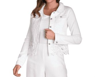 Frank Lyman Design Embellished Denim Jacket In Off White