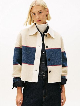 Tommy Hilfiger Chaqueta cropped oversize en mezcla de lana