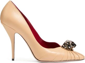 Valentino Garavani 105mm Panthea pleated-design heeled pumps - women - Kid Leather/Calf Leather/Goat Skin - 40.5 - Neutrals