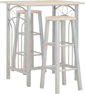vidaXL 3 Piece Bar Set Wood and Steel Vidaxl