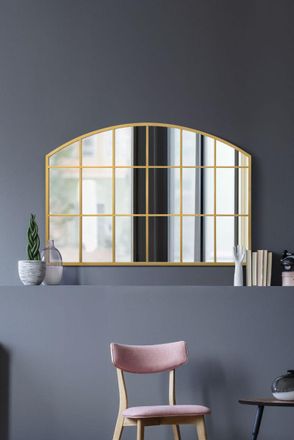 MirrorOutlet Gold Framed Arched Wall Over Mantle Mirror 43 X 29 (110CM X 75CM) | Size: 1 Pack