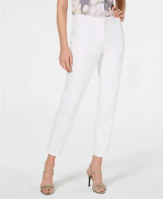Calvin Klein Slim Flat-Front Pants In White