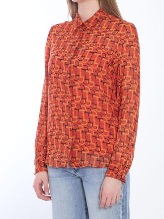 Gucci Womens Printed Silk Blouse - Tan - Size EU 38 (Womens)