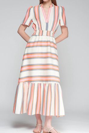 Vilagallo Leila Maxi Dress In Neon Stripe