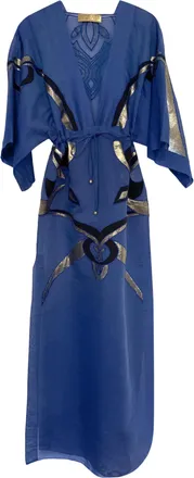 Emilio Pucci Blue Embroidered Silk Blend Kaftan Size S