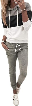 Generic JIER Womens Casual Tracksuit Hoodie Sweatshirt Sweater Pants Sports Jogger Outfits Set Casual sweater suit (Black,XL)