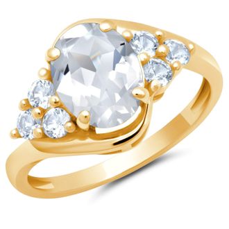 MAX + STONE 10k Yellow or White Gold Oval Cut Gemstone Sunburst Halo Ring
