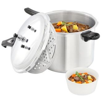 MegaChef 11.5 Quart Induction and Stovetop Pressure Cooker with Steamer in Silver at Nordstrom