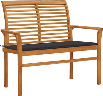 vidaXL Vidaxl - Banco De Jard&iacute;n Madera Maciza Teca Con Coj&iacute;n Antracita 112 Cm
