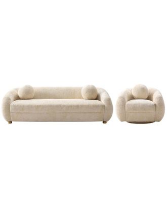 Manhattan Comfort 2Pc Modern Tribeca Chenille 85.8In Sofa & Accent Chair