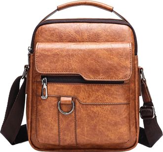 Generic MenS Shoulder Bag, Pu Leather Retro Satchel, Stylish Casual Large Capacity Purse