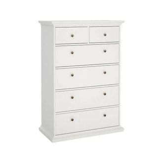 Dmora Dmora - Cajonera Gaetana, C&oacute;moda Multiusos, C&oacute;moda De Dormitorio, Gabinete Con Cajones, 96x49 H139 Cm, Blanco
