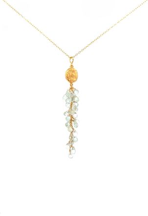 Savvy Cie Jewels 18K GOLD VERMEIL FACETED GREEN AMETHYST PENDANT NECKLACE