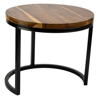 Wanderlust Deco Wanderlust Deco - Mesa De Centro De Madera Y Metal Marr&oacute;n 38x38x65