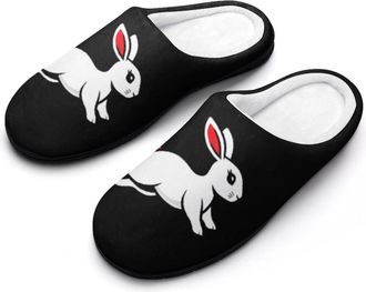 Generic Running Rabbit1 Funny Mens Slippers Cotton Warm House Shoes Memory Foam Sandals Print Size 7-14