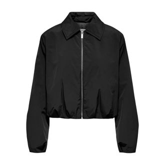 Only Light Jackets, female, Black, Size: XS Round Neck Zip Fastening Classic Collar Blazer