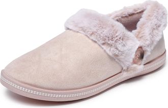 Skechers Womens Cozy Campfire Fresh Toast Slippers, Blush Microfiber/Faux Fur, 2.5 UK