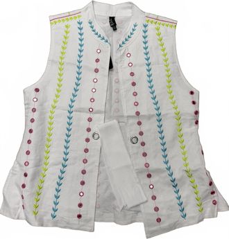 Berek Womens Colorful Vines Vest In White Multi