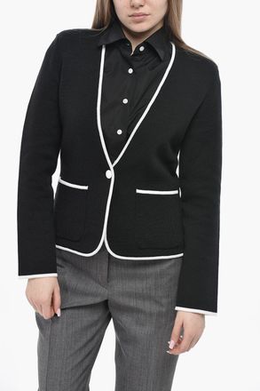 Thom Browne Cardigan in Lana Vergine con Bordi a Contrasto Thom Browne