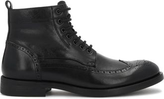 Kazar Enkellaarsjes met veters - Heren - Veterlaarzen - Zwart - 41 EU - Leer - Schoenen