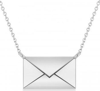 Allurez Engravable Love Letter Envelope Pendant Necklace 14k White Gold