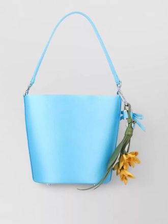 Self Portrait satin bucket bag top handle charm