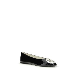 Tory Burch Womens Black Calf Leather Bos Taurus Ballet Flats