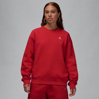 Nike Jordan Womens Jordan Brooklyn Fleece Crew-Neck Sweatshirt in Red | FV7074-687