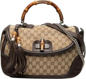 Gucci Pre-owned Handbags, female, Beige, Size: ONE SIZE Pre-owned Bamboo Top Handle Satchel