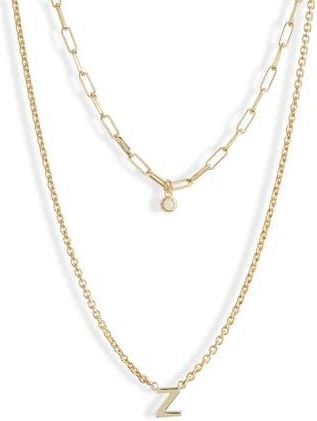 Meshmerise Diamond Initial Charm Necklace in Yellow-Z at Nordstrom Rack