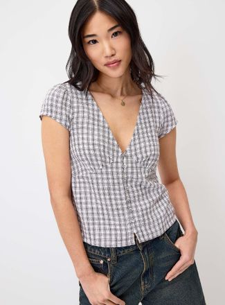 Twik Womens Linen-blend V-neck blouse