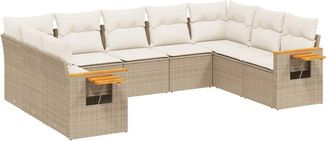 vidaXL Set De Sof&aacute;s De Jard&iacute;n 9 Pzas Con Cojines Rat&aacute;n Sint&eacute;tico Beige Vidaxl