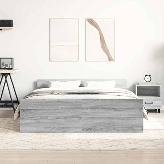 Berkfield Home Durable Bed Frame with Headboard & Footboard Grey Sonoma 150x20 | Size: King