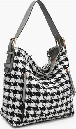 Jen & Co. Womens Alexa Hobo Bag In Houndstooth