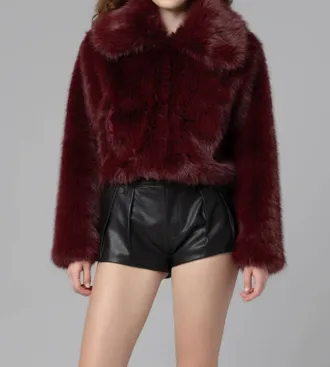 Blank NYC Wine Tasting Faux Fur Jacket In Red