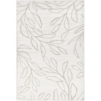 Beliani Rug Light Beige Fabric 140 x 200 cm Modern Leaves Pattern Living Room Bedroom For Underfloor Heating Anti-Slip Bottom Low-Pile BISMIL