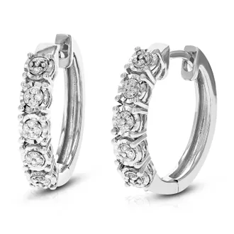 Vir Jewels 1/10 cttw Lab Grown Diamond Hoop Earrings in Sterling Silver With Hidden Post For Women