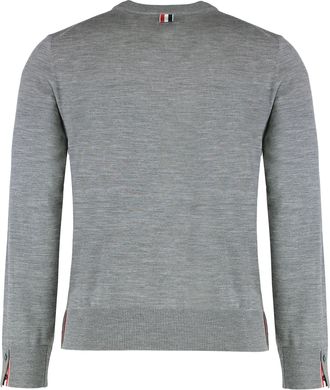 Thom Browne Mens Crew Neck Sweater Virgin Wool Grey Sweatshirts