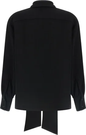 Alberto Biani Lavalli&egrave;re Neck Silk Cady Blouse - black