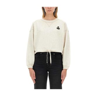 Isabel Marant Hoodies & sweatvesten, Dames, Beige, M, Katoen, Margo Cropped Hoodie