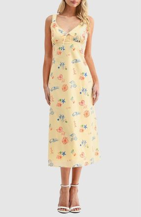 Lush Lace Inset Midi Dress in Yellow Sea Star at Nordstrom Rack, Size X-Large