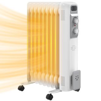 HOMCOM White 2000W 9 Fin Oil Filled Heater Radiator For Home - White | TJ Hughes