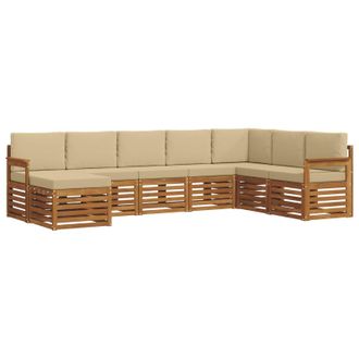 vidaXL Conjunto De Sof&aacute;s De Exterior Con Coj&iacute;n 8 Pcs Natural Y Beige Vidaxl