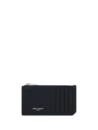 Saint Laurent Mens Cardholder Black Calf Leather Umbrellas Accessory