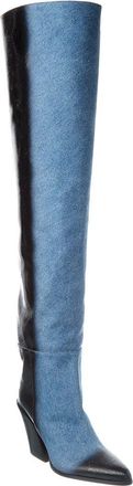 Jimmy Choo London Maceo 85 Denim & Leather Over-The-Knee Boot